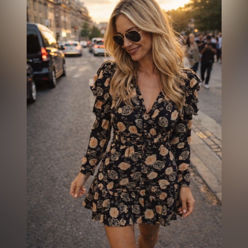 🌸 Ulla Johnson Winzer Mini Dress – Black Floral 🌸